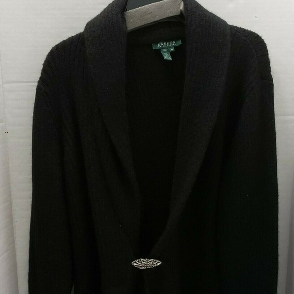 Ralph Lauren Elegant Black Shawl Cardigan - Picture 1 of 8